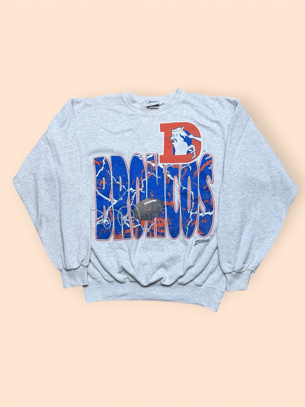 Vintage Denver Broncos 1990s Zubaz Crewneck Sweatshirt Medium Vtg NFL 90s